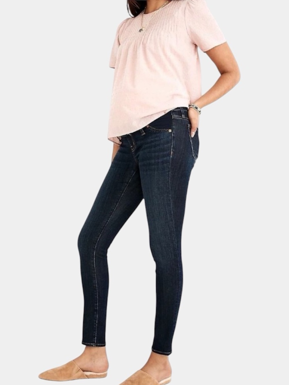 Madewell Maternity Side Panel Skinny Jeans Adjustable Waist Tencel Size 26